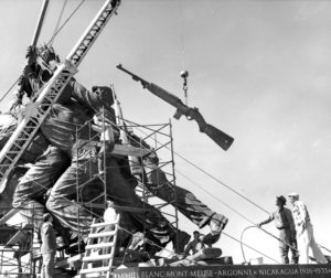 Hoisting and Placing the Marine Corps War Memorial Bronze