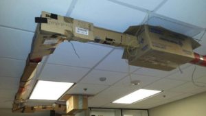 Cardboard Ductwork in Office.